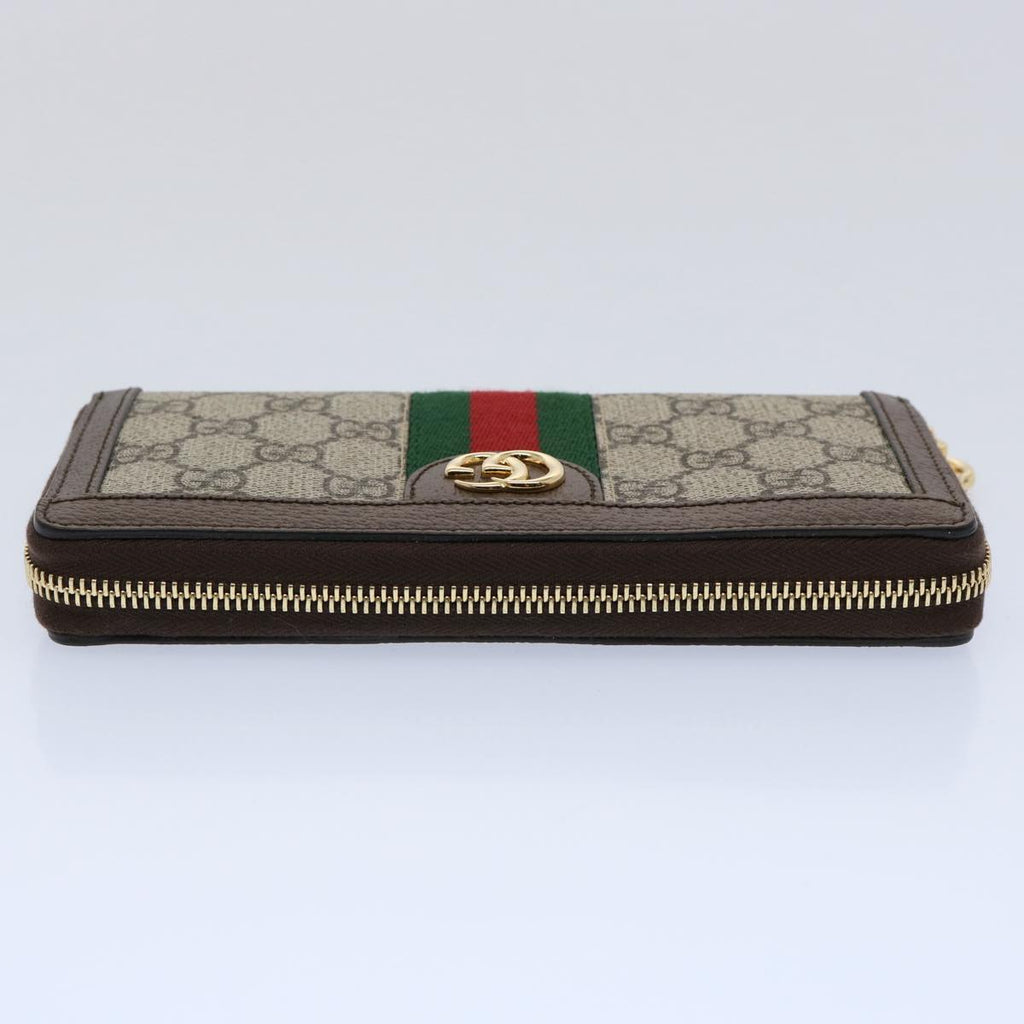 GUCCI GG Offdia Web Sherry Line Long Wallet Beige Red Green 523154 60075S