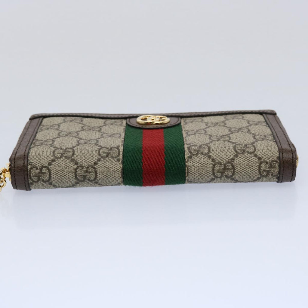 GUCCI GG Offdia Web Sherry Line Long Wallet Beige Red Green 523154 60075S