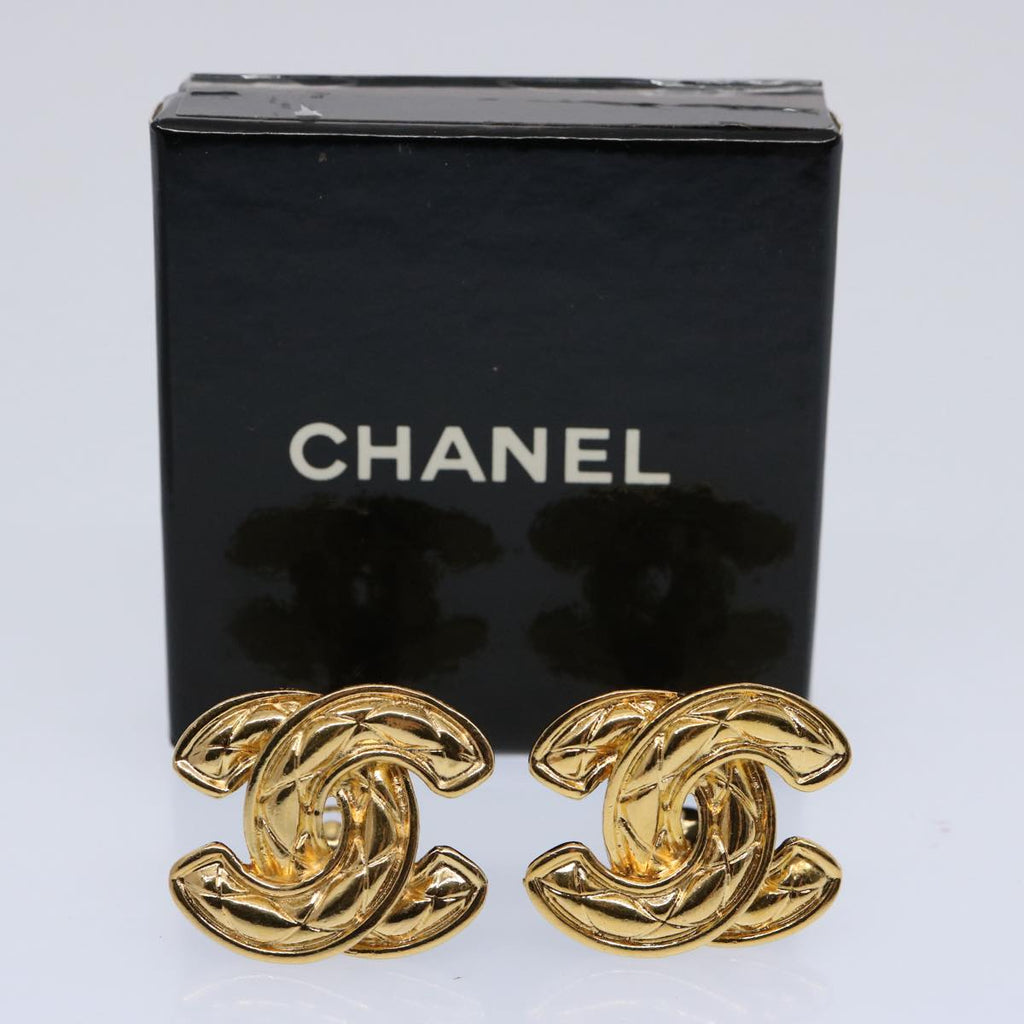 CHANEL COCO Mark Earring Gold Tone CC 60078A