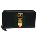 GUCCI Silvi Web Sherry Line Long Wallet Leather Black Red 476083 60085A