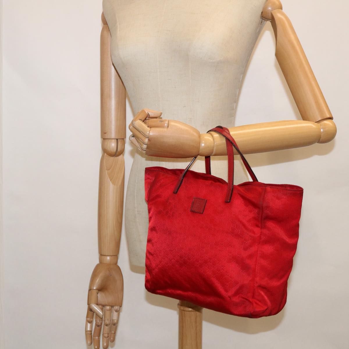 GUCCI Micro GG Canvas Hand Bag Nylon Red 284721 60139