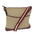 GUCCI GG Canvas Sherry Line Shoulder Bag Beige Red 145857 60140