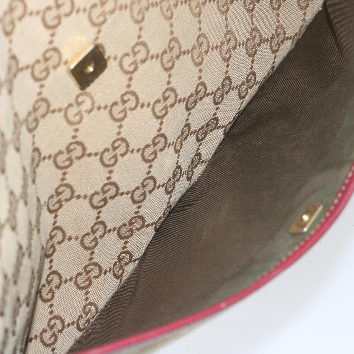 GUCCI GG Canvas Sherry Line Shoulder Bag Beige Red 145857 60140