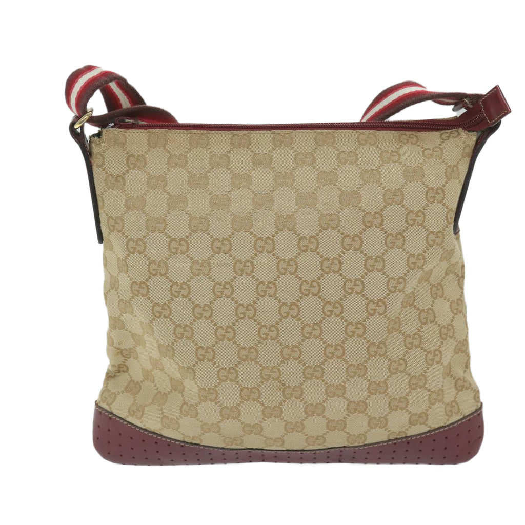 GUCCI GG Canvas Sherry Line Shoulder Bag Beige Red 145857 60140