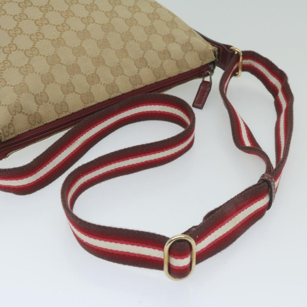 GUCCI GG Canvas Sherry Line Shoulder Bag Beige Red 145857 60140