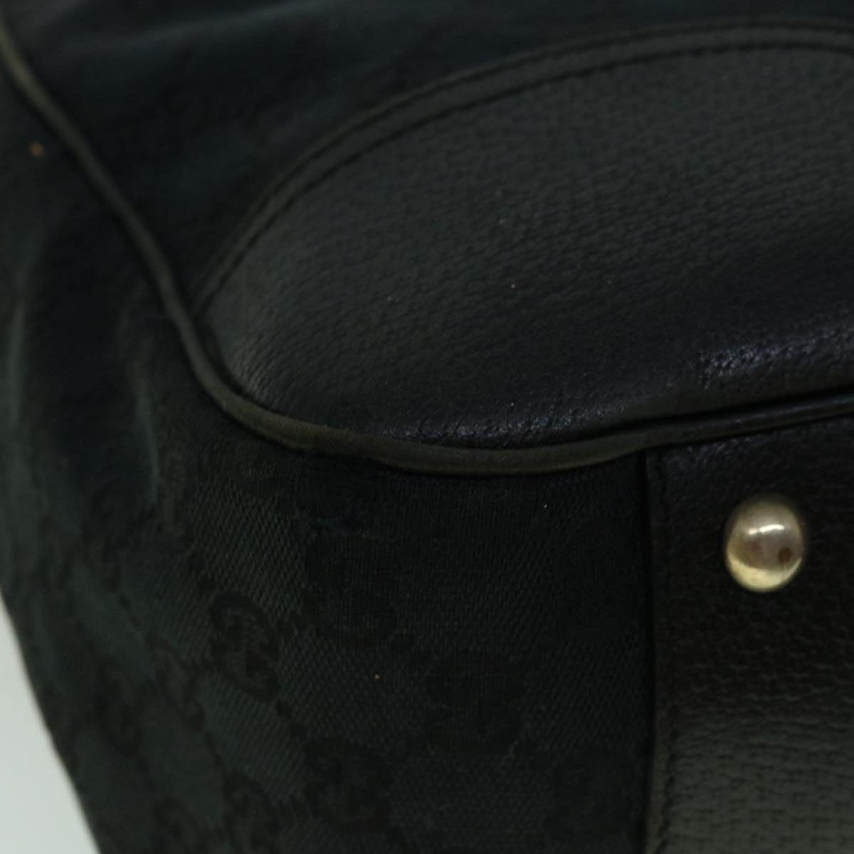 GUCCI GG Canvas Sherry Line Tote Bag Black Red 161719 60141