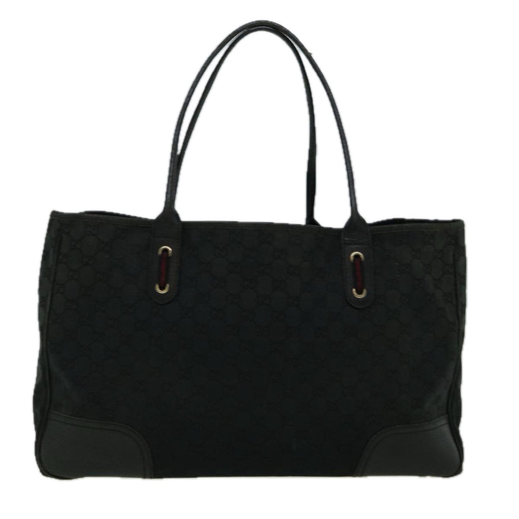 GUCCI GG Canvas Sherry Line Tote Bag Black Red 161719 60141
