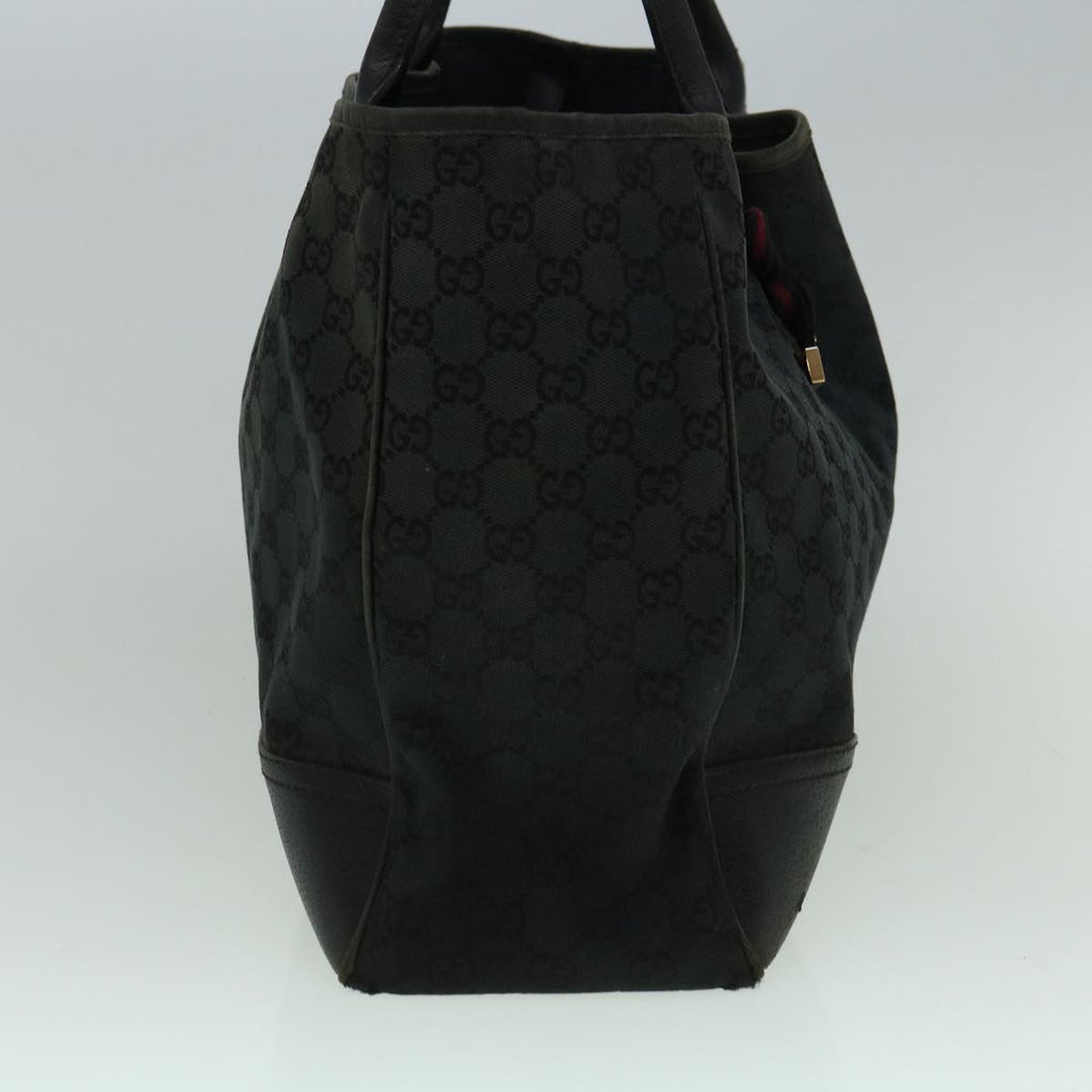 GUCCI GG Canvas Sherry Line Tote Bag Black Red 161719 60141