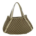 GUCCI GG Canvas Tote Bag Beige White 130736 60142