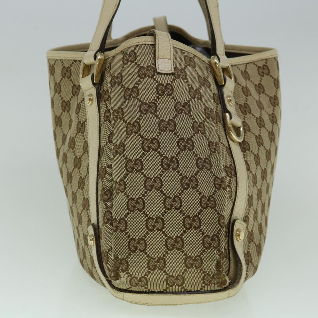 GUCCI GG Canvas Tote Bag Beige White 130736 60142