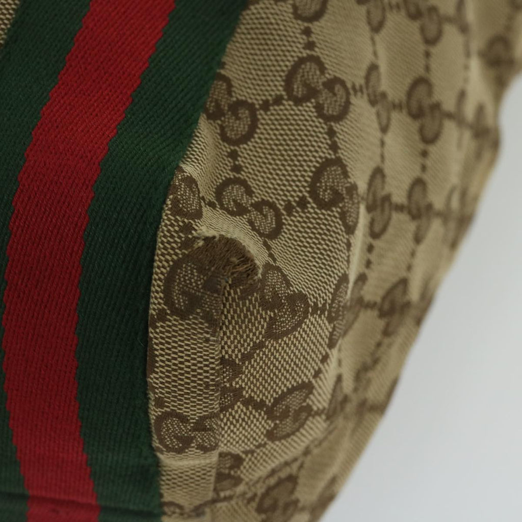 GUCCI GG Canvas Web Sherry Line Tote Bag Beige Red Green 189669 60144