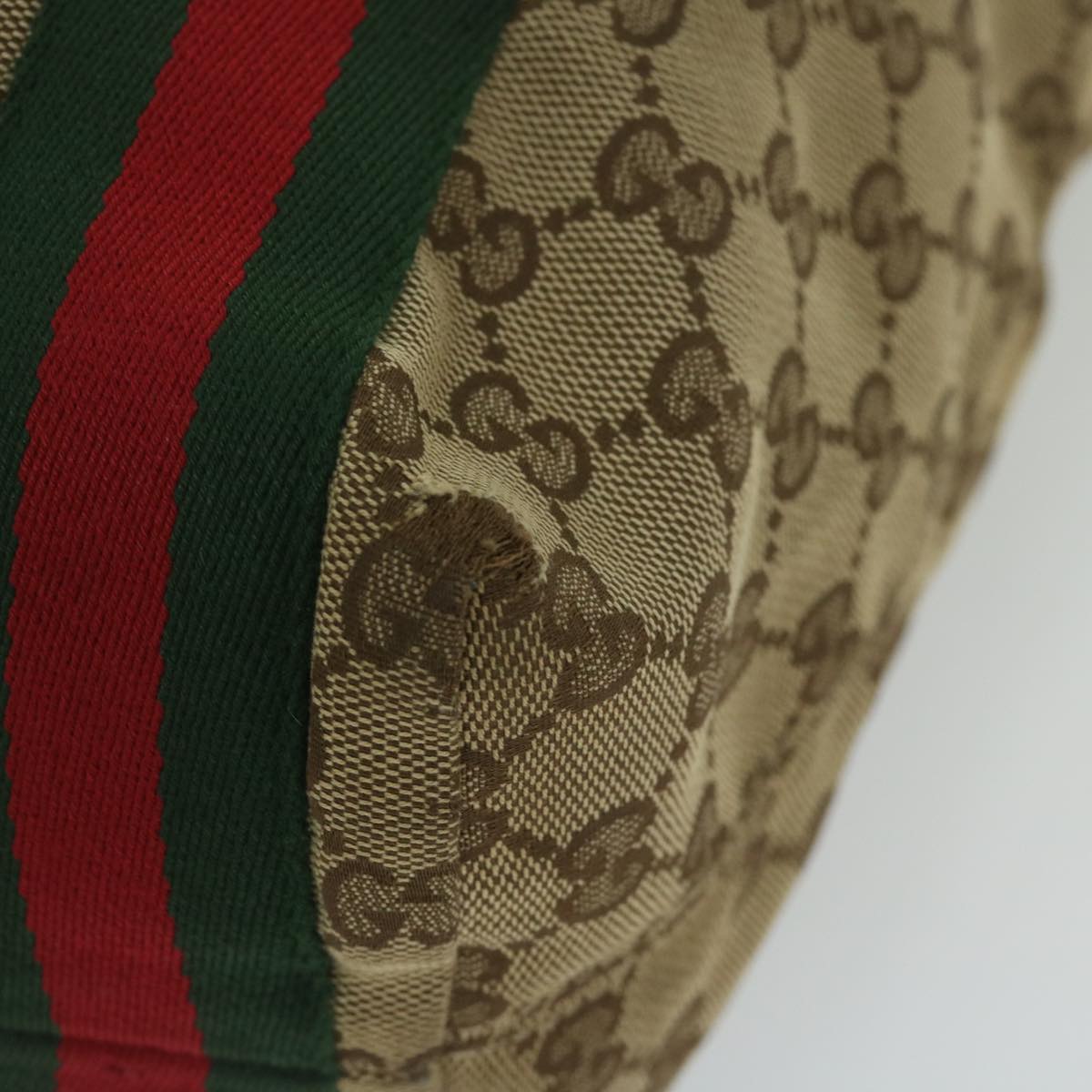 GUCCI GG Canvas Web Sherry Line Tote Bag Beige Red Green 189669 60144