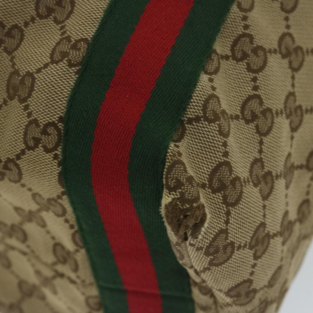 GUCCI GG Canvas Web Sherry Line Tote Bag Beige Red Green 189669 60144