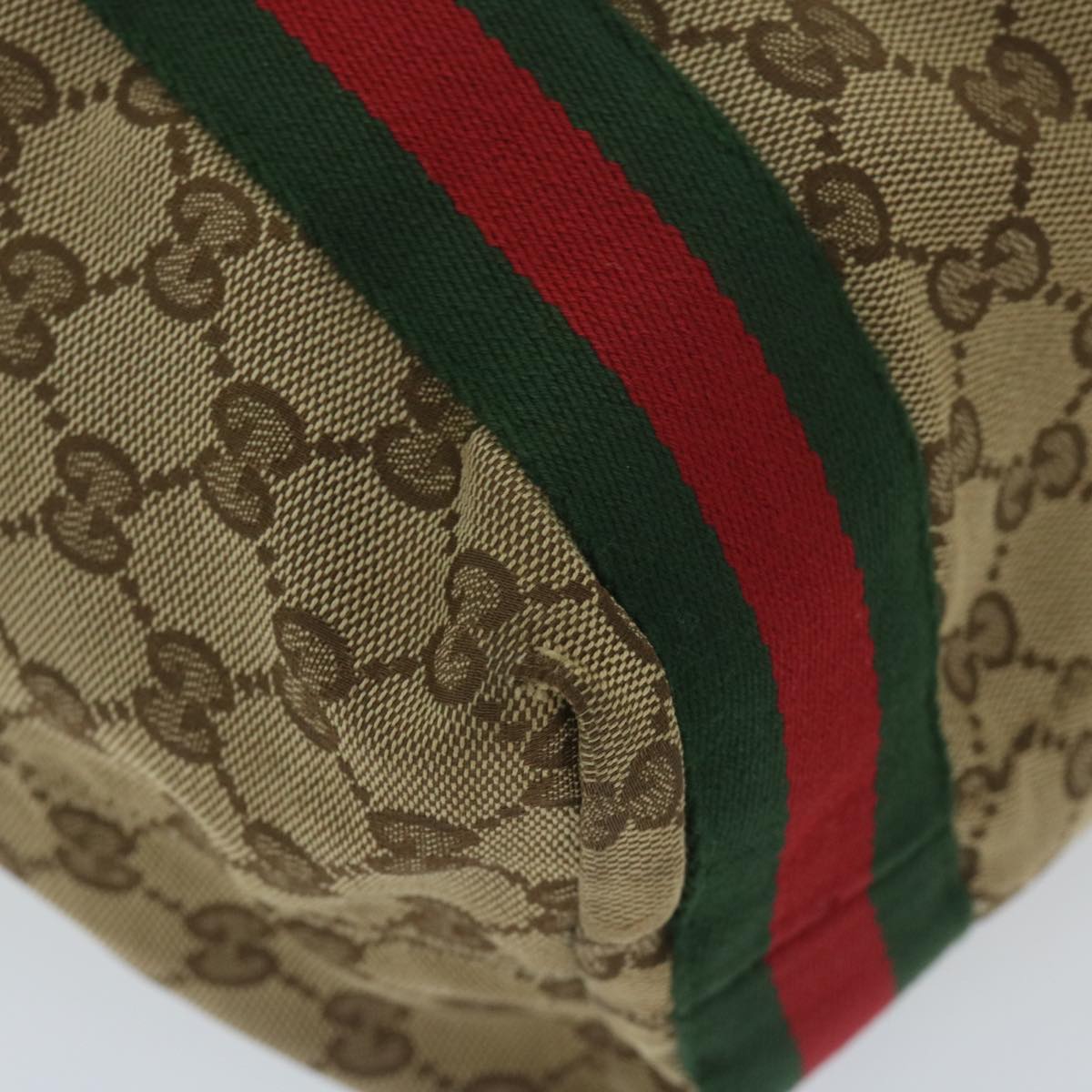 GUCCI GG Canvas Web Sherry Line Tote Bag Beige Red Green 189669 60144