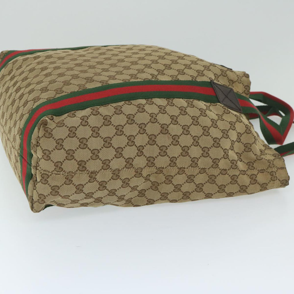 GUCCI GG Canvas Web Sherry Line Tote Bag Beige Red Green 189669 60144