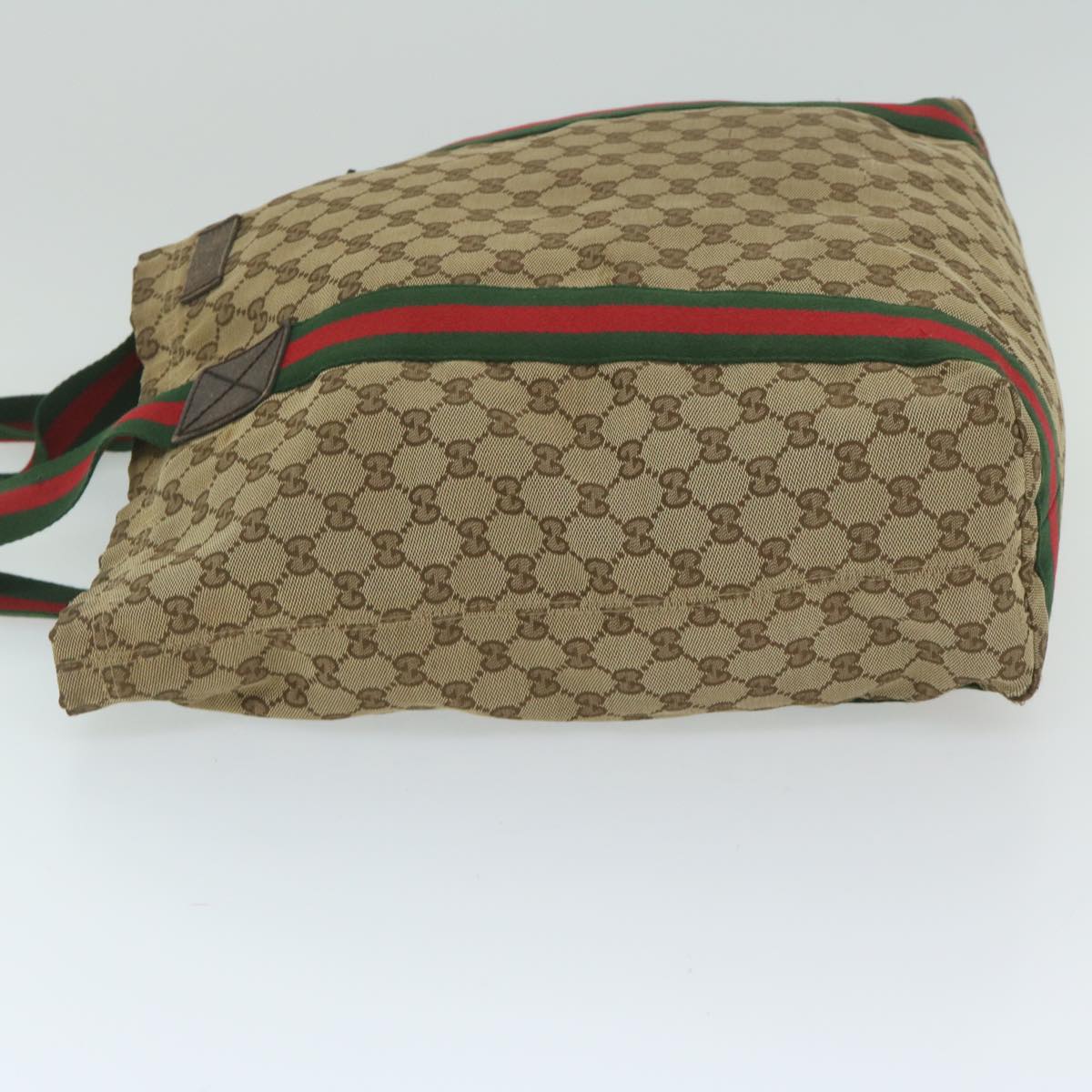 GUCCI GG Canvas Web Sherry Line Tote Bag Beige Red Green 189669 60144