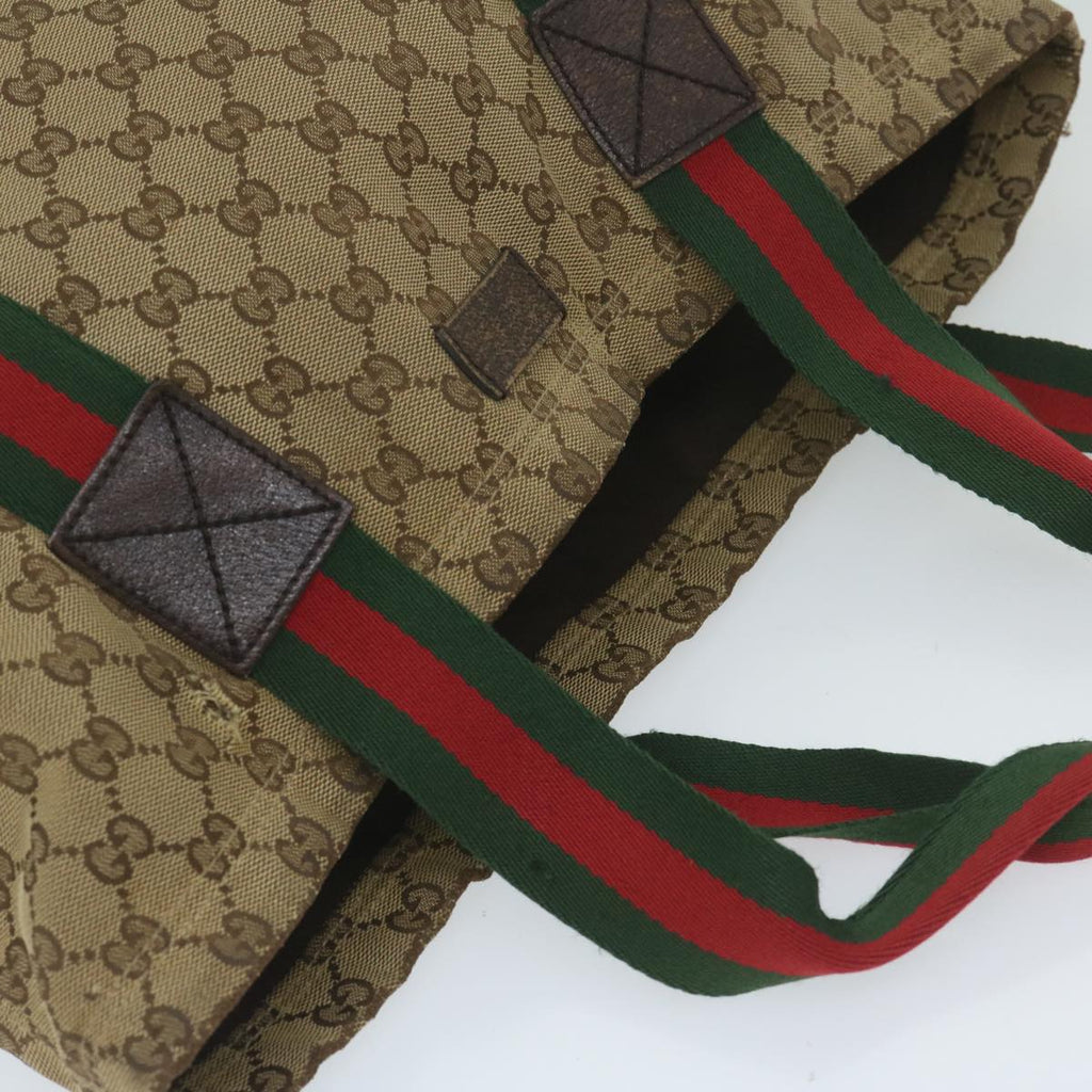 GUCCI GG Canvas Web Sherry Line Tote Bag Beige Red Green 189669 60144