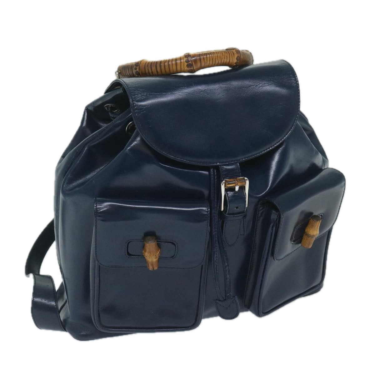 GUCCI Bamboo Backpack Enamel Navy 003 2058 0016 5 60145