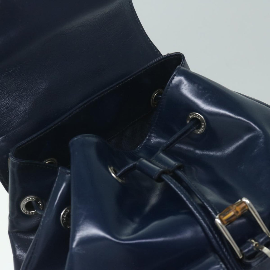 GUCCI Bamboo Backpack Enamel Navy 003 2058 0016 5 60145