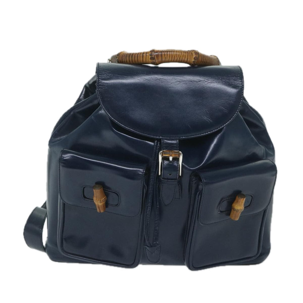 GUCCI Bamboo Backpack Enamel Navy 003 2058 0016 5 60145