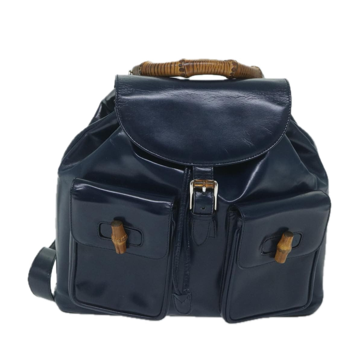 GUCCI Bamboo Backpack Enamel Navy 003 2058 0016 5 60145