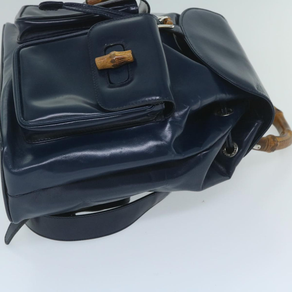GUCCI Bamboo Backpack Enamel Navy 003 2058 0016 5 60145