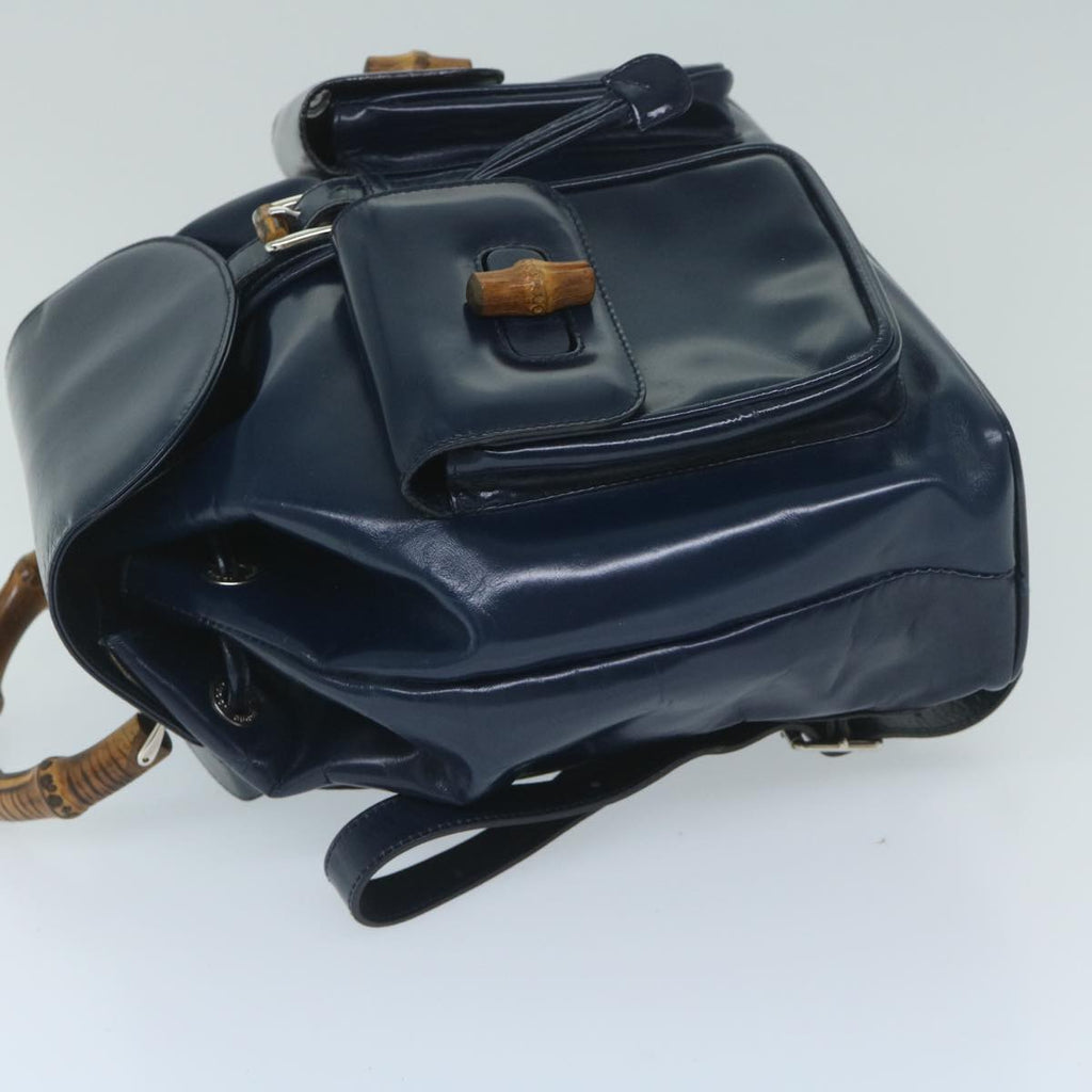 GUCCI Bamboo Backpack Enamel Navy 003 2058 0016 5 60145