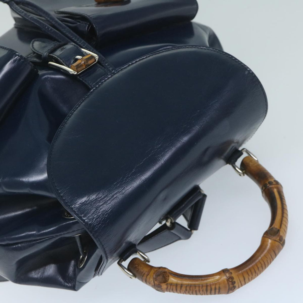 GUCCI Bamboo Backpack Enamel Navy 003 2058 0016 5 60145