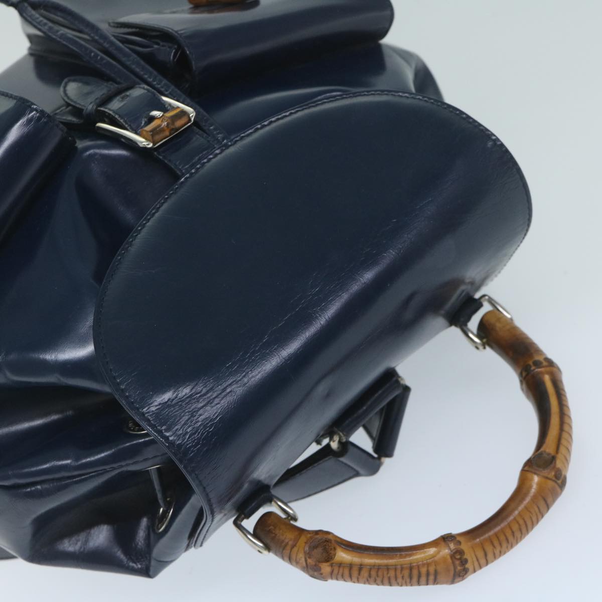 GUCCI Bamboo Backpack Enamel Navy 003 2058 0016 5 60145