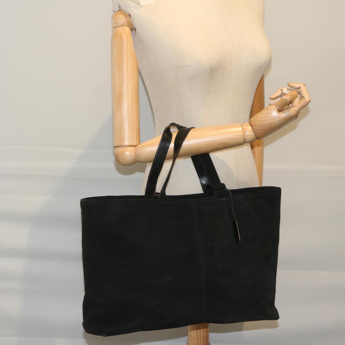 GUCCI Tote Bag Suede Leather Black 002 2113 0476 60148