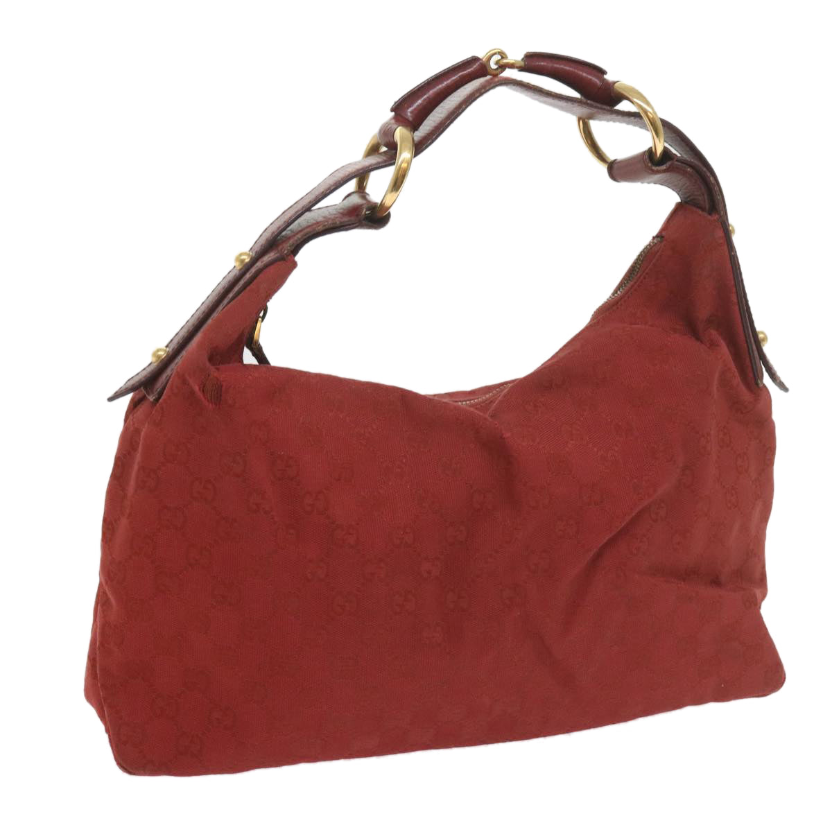 GUCCI GG Canvas Shoulder Bag Red 115867 60152