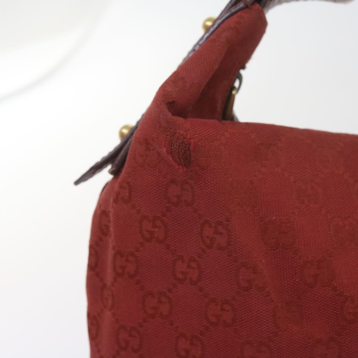 GUCCI GG Canvas Shoulder Bag Red 115867 60152