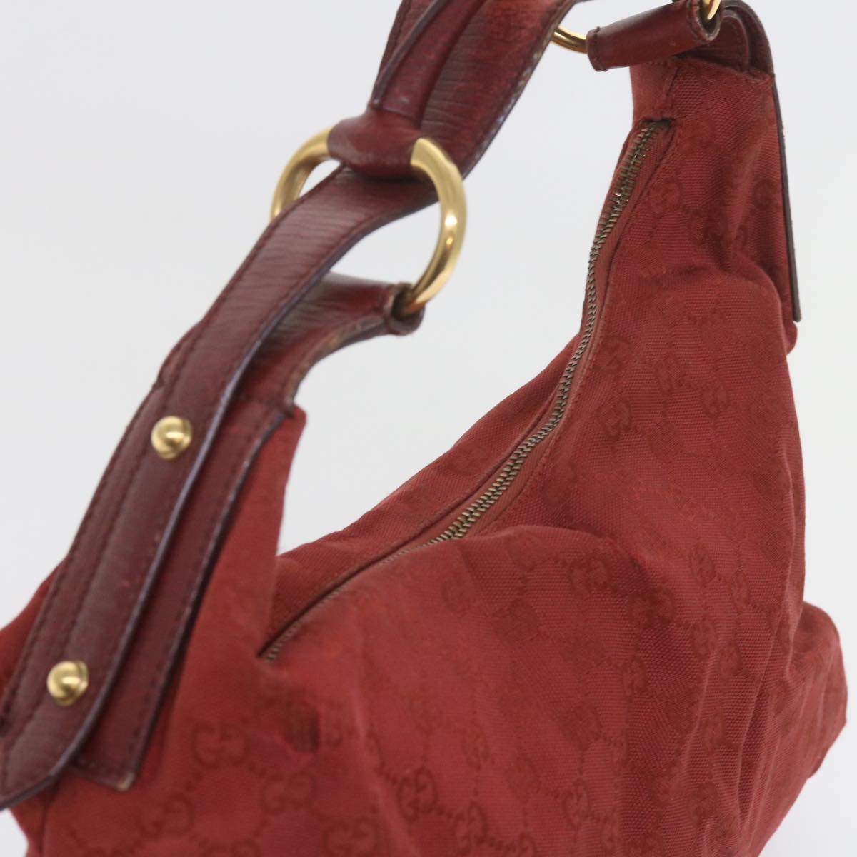 GUCCI GG Canvas Shoulder Bag Red 115867 60152