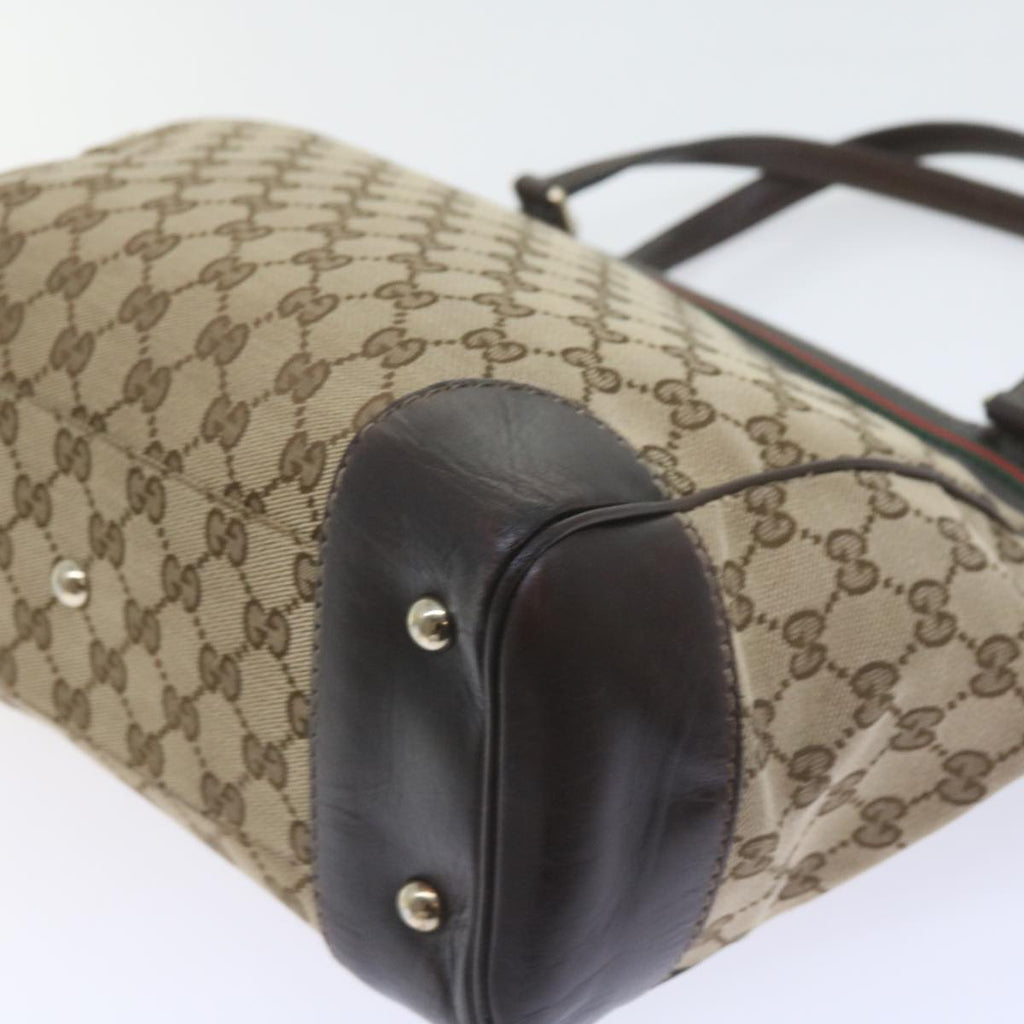 GUCCI GG Canvas Web Sherry Line Tote Bag Red Beige Green 257061 60154