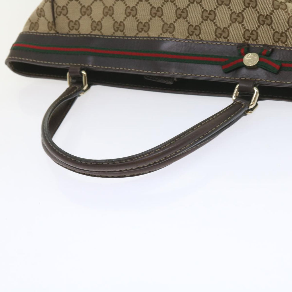 GUCCI GG Canvas Web Sherry Line Tote Bag Red Beige Green 257061 60154