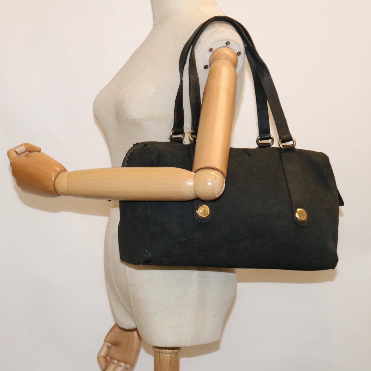 GUCCI GG Canvas Tote Bag Black 154180 60257