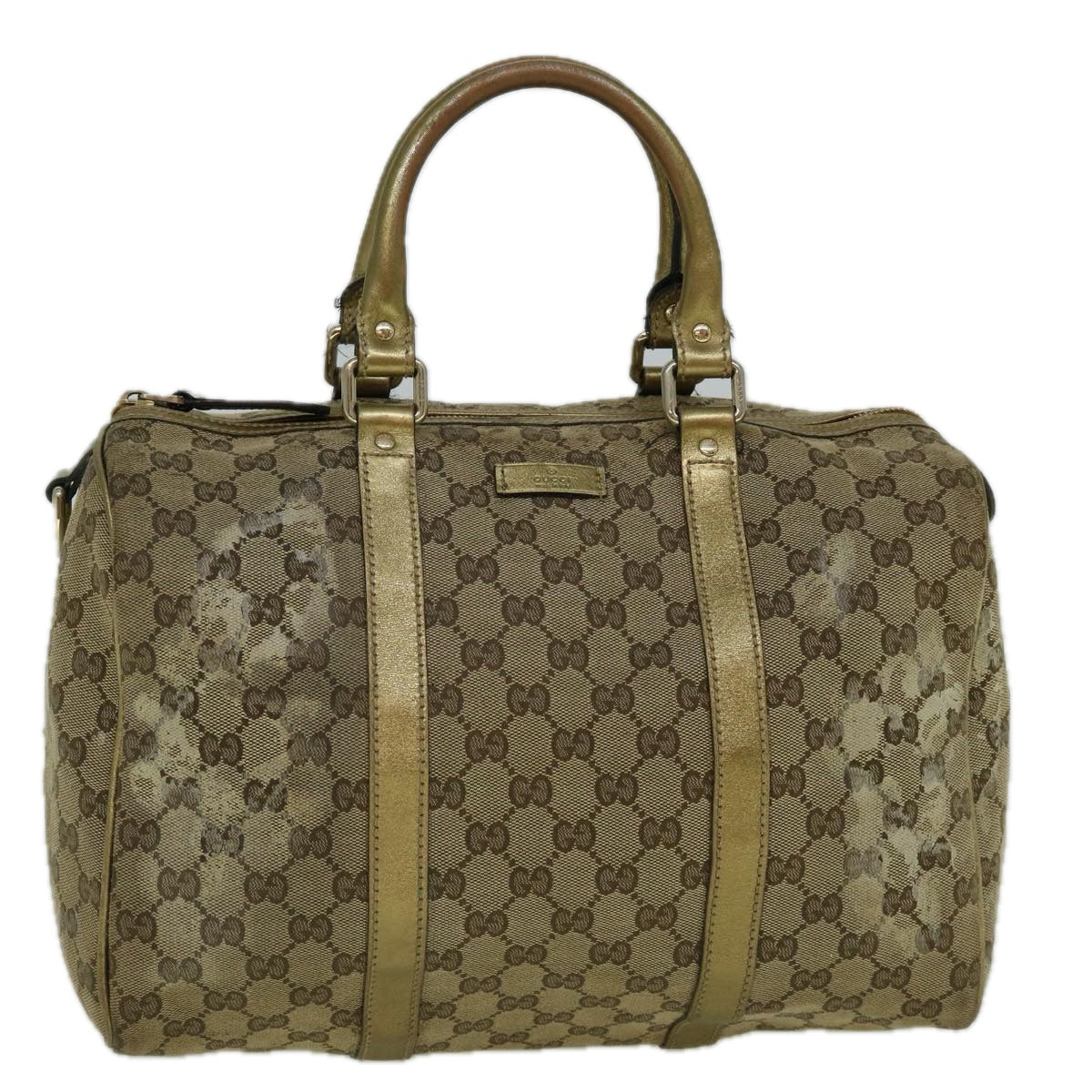 GUCCI GG Crystal Canvas Hand Bag Beige Gold 193603 60260