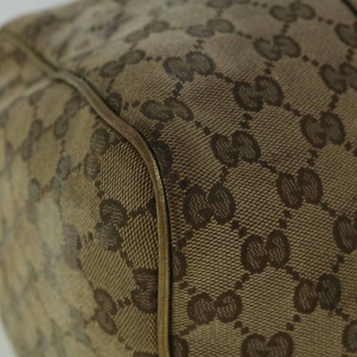 GUCCI GG Crystal Canvas Hand Bag Beige Gold 193603 60260