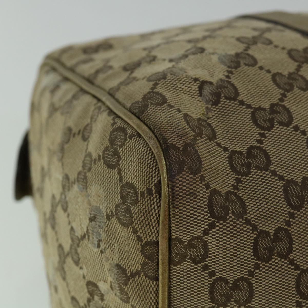 GUCCI GG Crystal Canvas Hand Bag Beige Gold 193603 60260