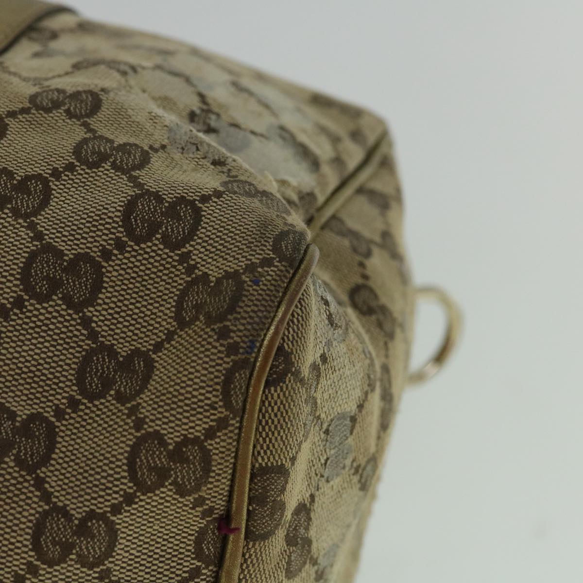 GUCCI GG Crystal Canvas Hand Bag Beige Gold 193603 60260