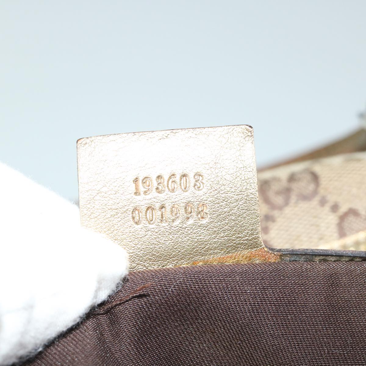 GUCCI GG Crystal Canvas Hand Bag Beige Gold 193603 60260