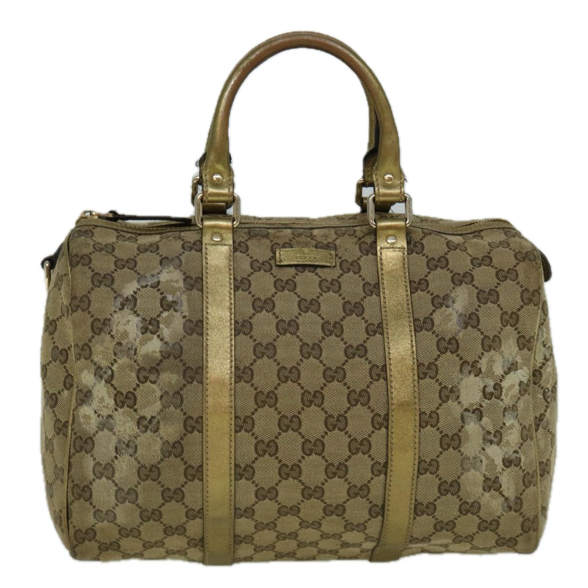 GUCCI GG Crystal Canvas Hand Bag Beige Gold 193603 60260