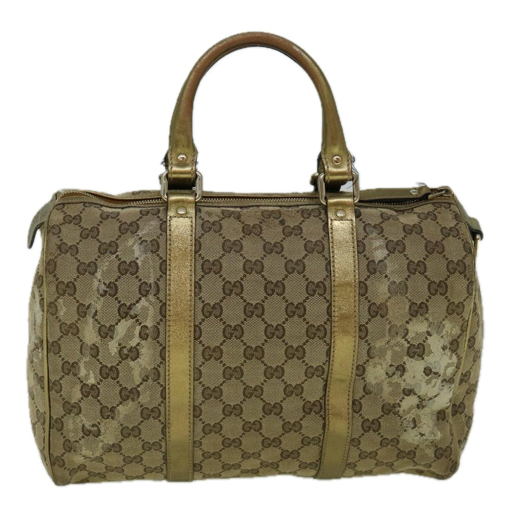 GUCCI GG Crystal Canvas Hand Bag Beige Gold 193603 60260