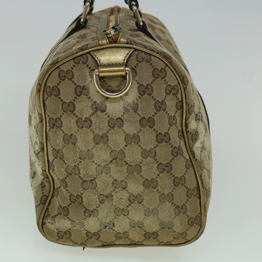 GUCCI GG Crystal Canvas Hand Bag Beige Gold 193603 60260