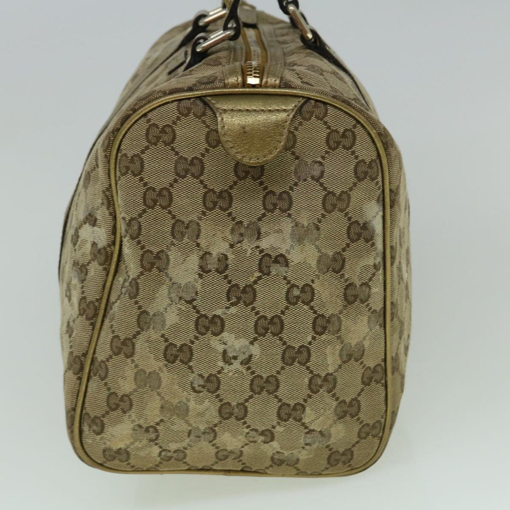 GUCCI GG Crystal Canvas Hand Bag Beige Gold 193603 60260