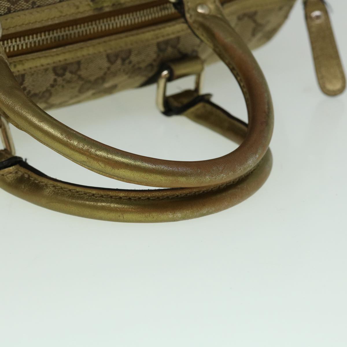 GUCCI GG Crystal Canvas Hand Bag Beige Gold 193603 60260