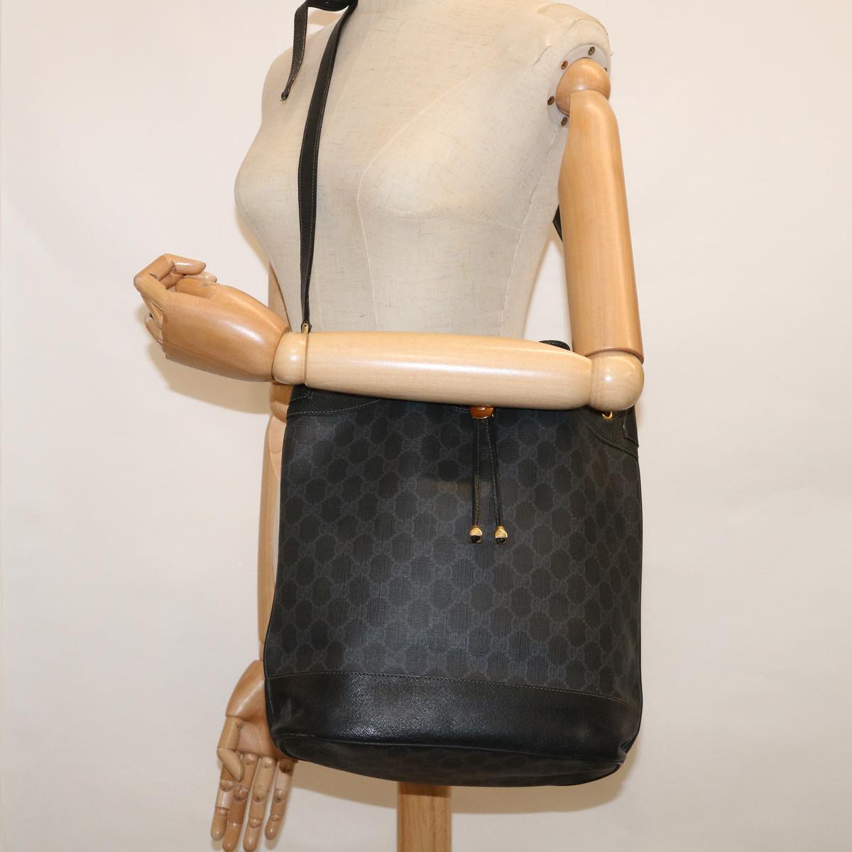 GUCCI GG Canvas Shoulder Bag Coated Canvas Black 60266