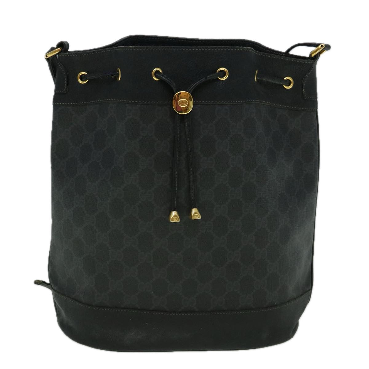 GUCCI GG Canvas Shoulder Bag Coated Canvas Black 60266