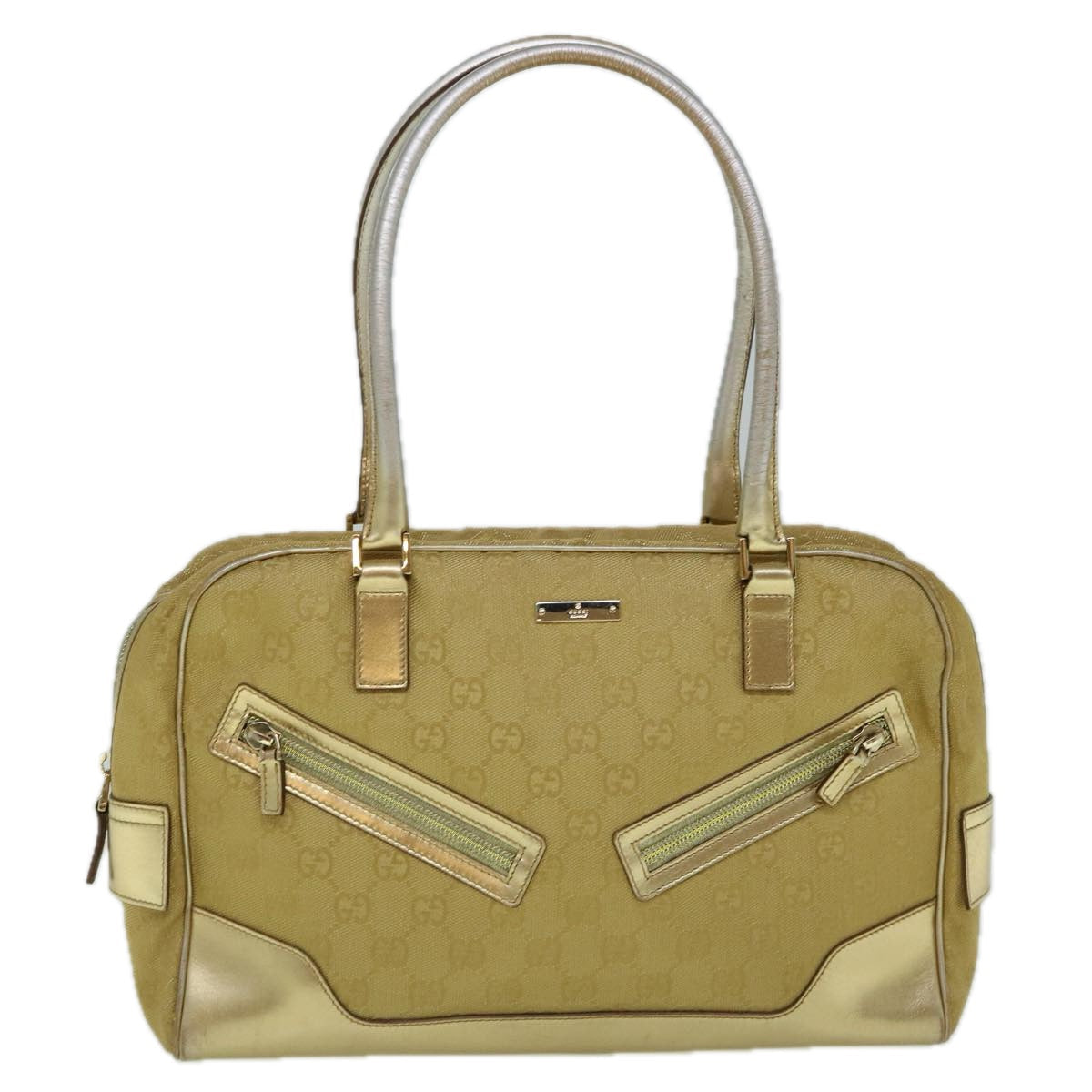 GUCCI GG Canvas Hand Bag Gold 002 1115 002058 60269