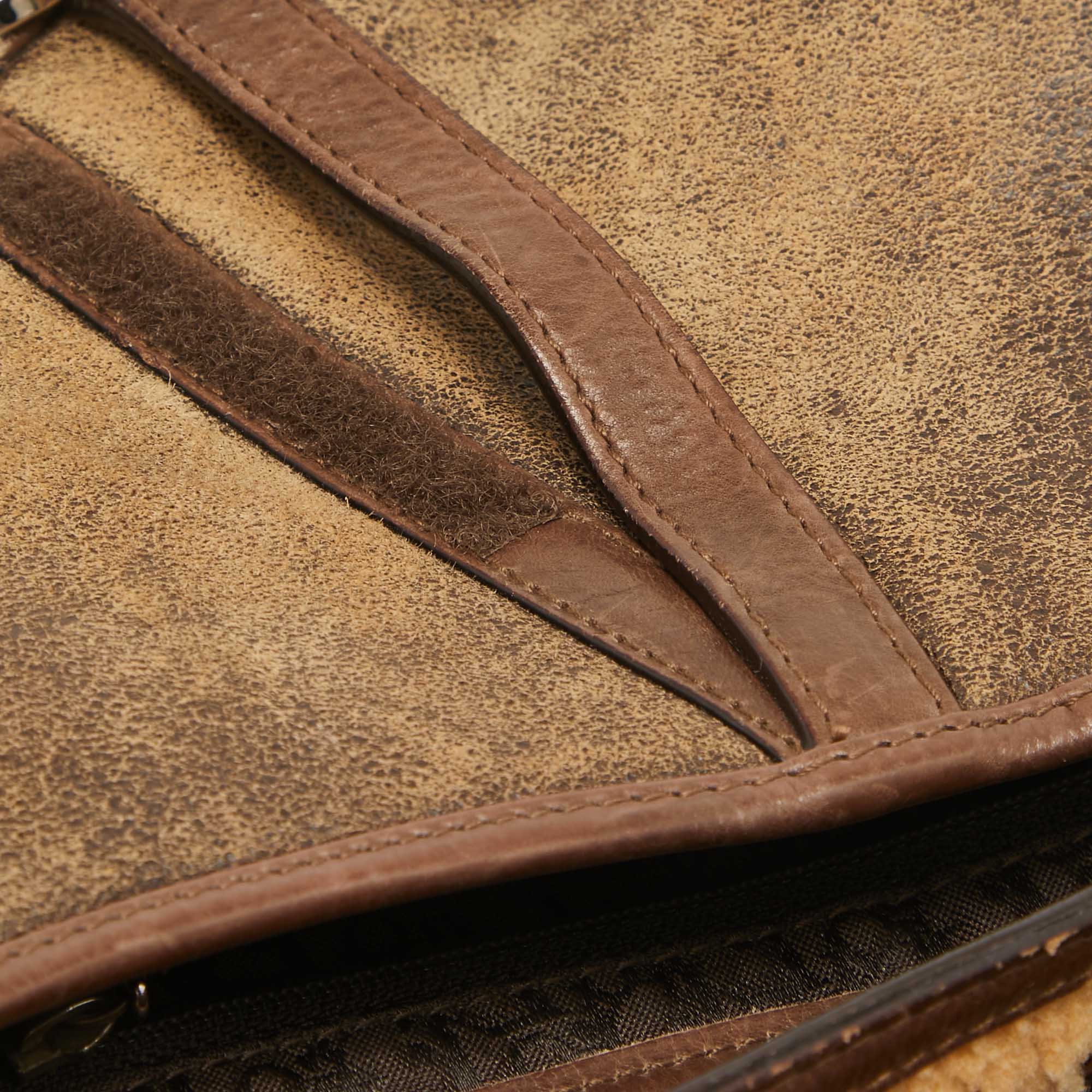 Dior /brown Shearling And Leather Saddle Bag